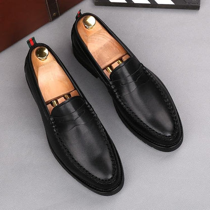 Stitching Slip-On Heightening Shoes