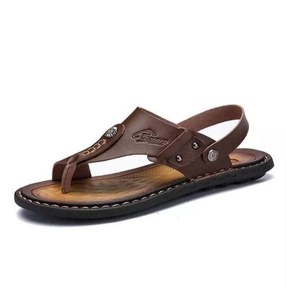 Men's Genuine Leather Leisure Slippers Flip-Flops Comfortable Soft Sandals