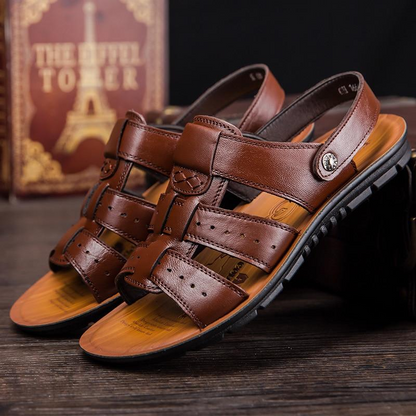 Men's Leather Sandals Summer Beach Casual Slippers