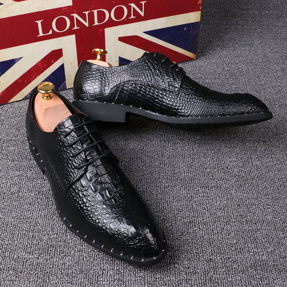 Men's Crocodile Pattern Pointed Toe Business Dress Shoes