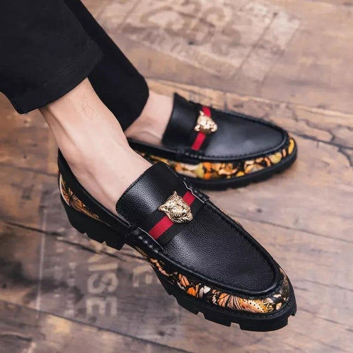 Splicing Metal Decor Casual Leather Shoes