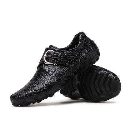 Casual British Crocodile Pattern Breathable Leather Men's Shoes