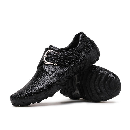 Casual British Crocodile Pattern Breathable Leather Men's Shoes