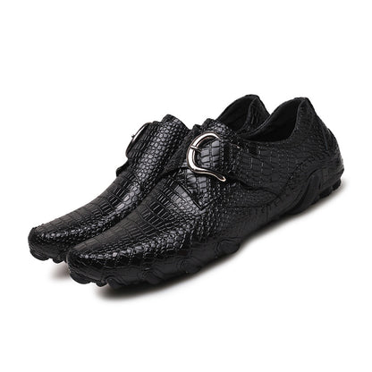 Casual British Crocodile Pattern Breathable Leather Men's Shoes