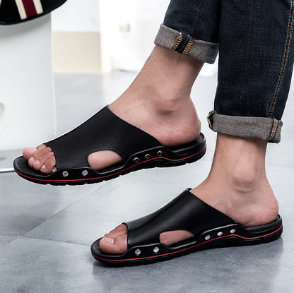 Men's Lightweight Outdoor Leather Slippers