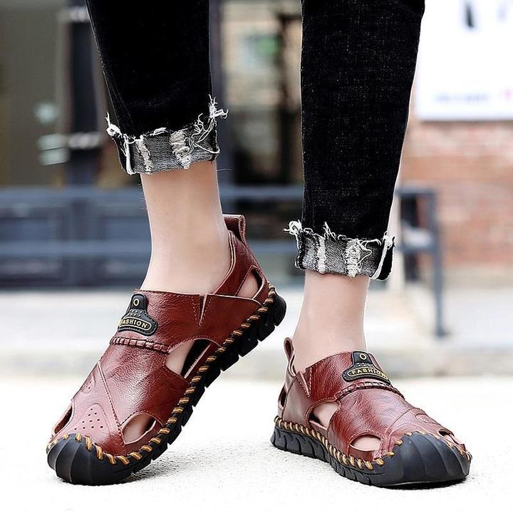 Men's Leather Beach Sandals Outdoor Beathable Footwear