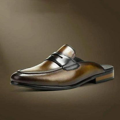 Men's Leather Half Drag British Lazy Shoes