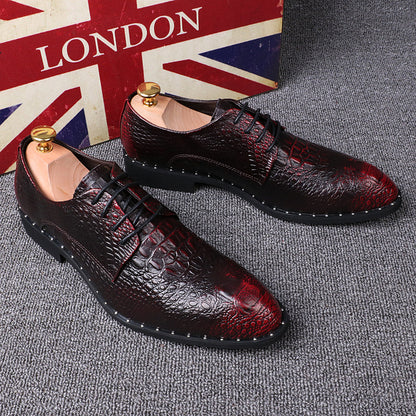 Men's Crocodile Pattern Pointed Toe Business Dress Shoes