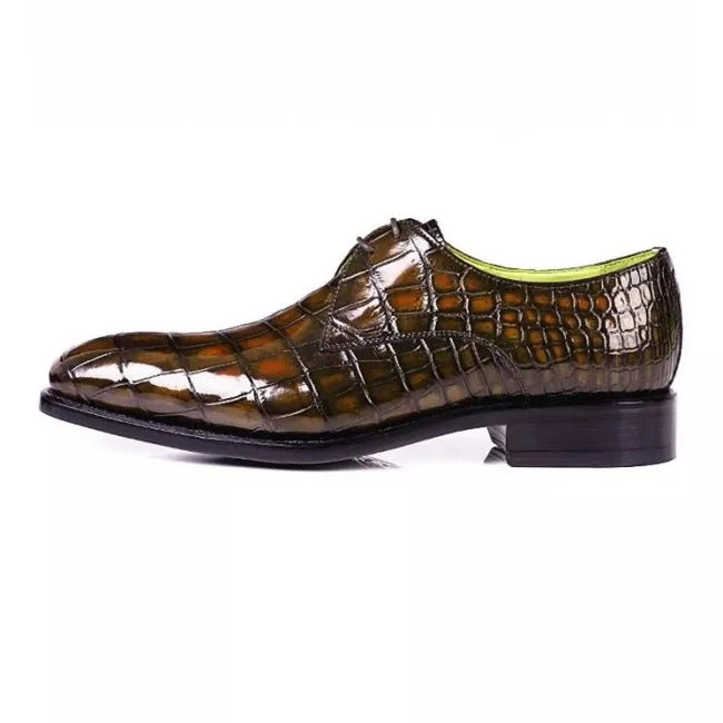 Men's Handmade Alligator Lace-up Dress Shoes