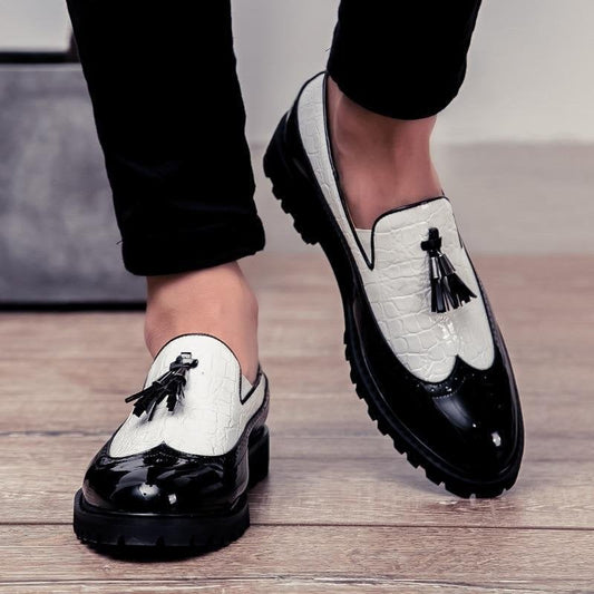Casual Men's Dress Shoes With Tassel Flat Heel Loafers
