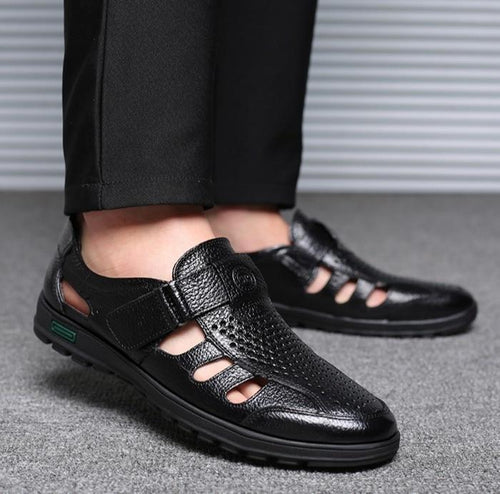 Men's Leather Roman Sandals Slippers