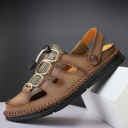 Men'S Summer Cowhide Elastic Outdoor Sandal