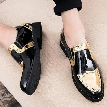 Formal Wedding Men Loafers Patchwork Round Toe