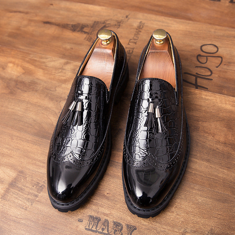 New Brock Color Matching Fringed Leather Shoes