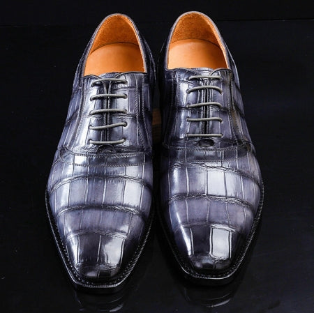 Navy Blue Handmade Alligator Skin Shoes