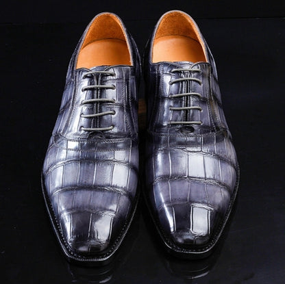 Navy Blue Handmade Alligator Skin Shoes