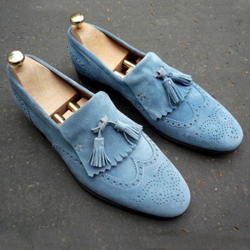 New Men's Suede Fringe Slip Ons Loafer Tassel Shoes
