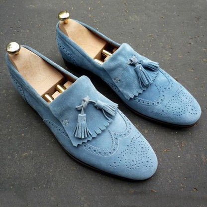 New Men's Suede Fringe Slip Ons Loafer Tassel Shoes