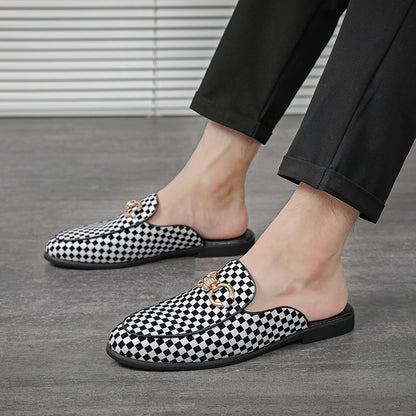 New Fashion Plaid Half Slippers