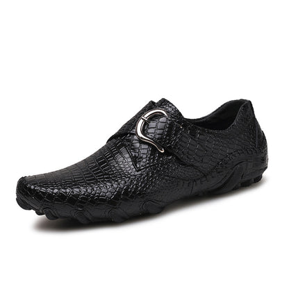 Casual British Crocodile Pattern Breathable Leather Men's Shoes