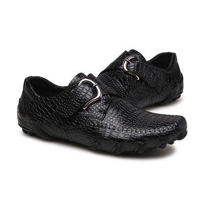 Casual British Crocodile Pattern Breathable Leather Men's Shoes