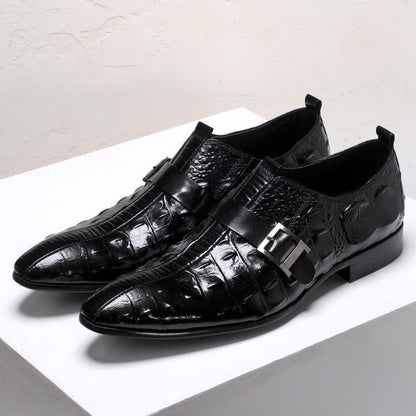 Men's Alligator Grain Hasps Leather Shoes