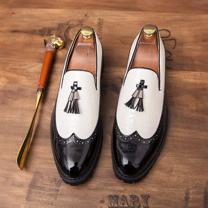 New Brock Color Matching Fringed Leather Shoes