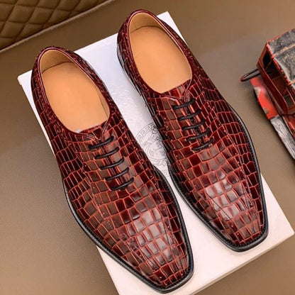 Retro Crocodile Pattern Formal Leather Business Style Men Shoes
