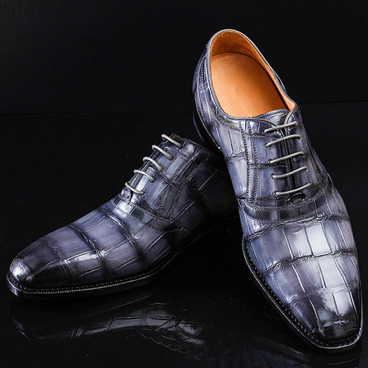 Navy Blue Handmade Alligator Skin Shoes