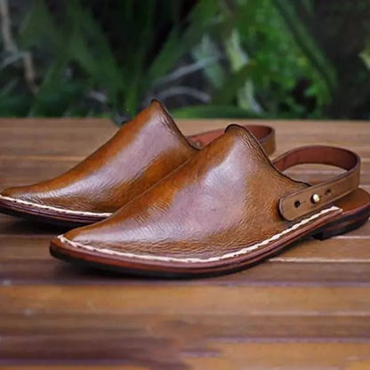 Handmade Stitched Brown Leather Sandals