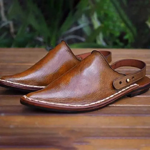 Handmade Stitched Brown Leather Sandals