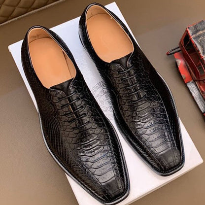 Retro Crocodile Pattern Formal Leather Business Style Men Shoes