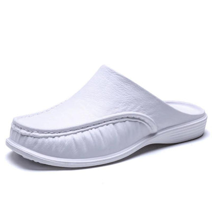 Large Size Men Comfy Backless Slippers Casual Leather Sandals