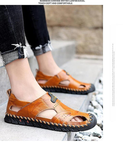 Men's Leather Beach Sandals Outdoor Beathable Footwear