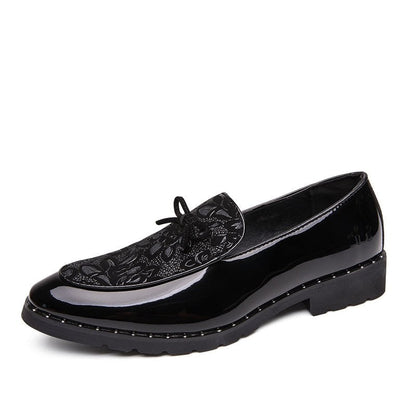 Printed Reflective Shiny Fashion Trendy Men's Leather Shoes