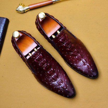Men's Casual Business Breathable Crocodile Pattern Leather Shoes