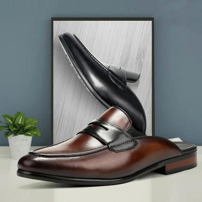 Men's Leather Half Drag British Lazy Shoes