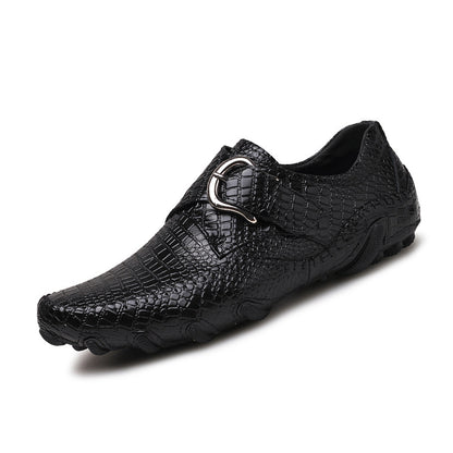 Casual British Crocodile Pattern Breathable Leather Men's Shoes